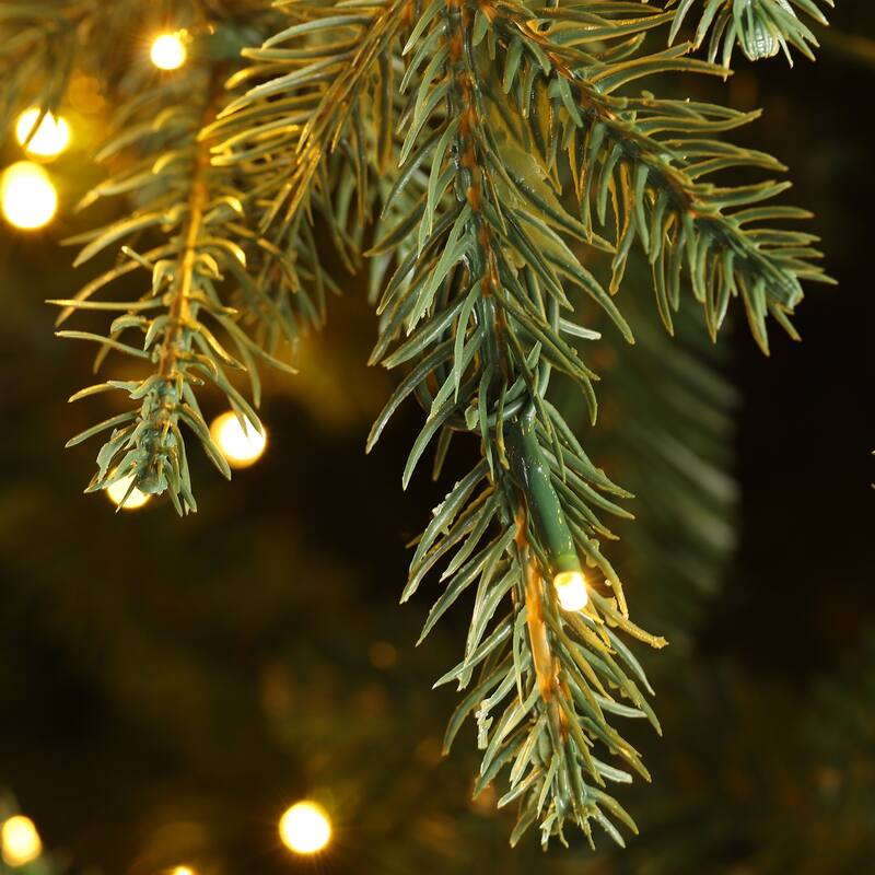 Glitzhome 7.5ft/9ft/11ft Pre-Lit Green Full Fir Artificial Christmas Tree with 1800/2450/3200 LEDs Simple Setup