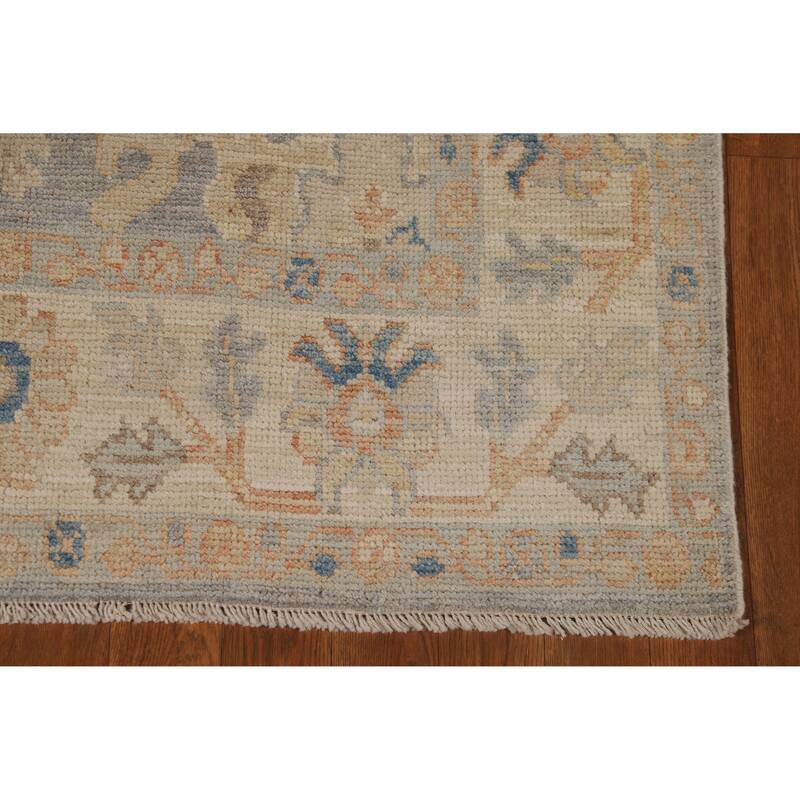 Vegetable Dye Oushak Turkish Rug Handmade Bedroom Grey Wool Carpet - 4'2"x 6'11"