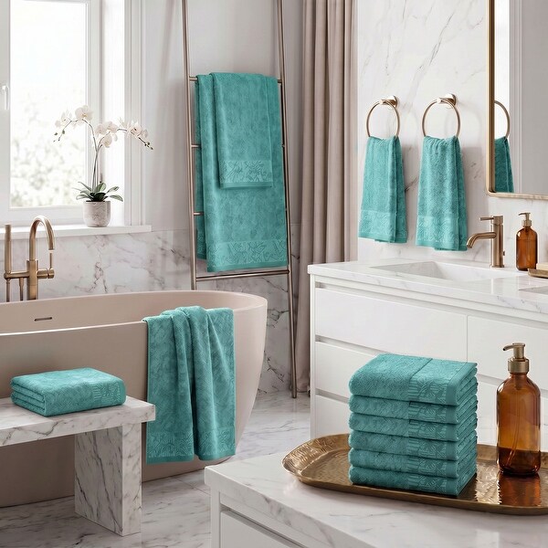 Superior Wisteria Cotton 12-Piece Towel Set - Floral Jacquard
