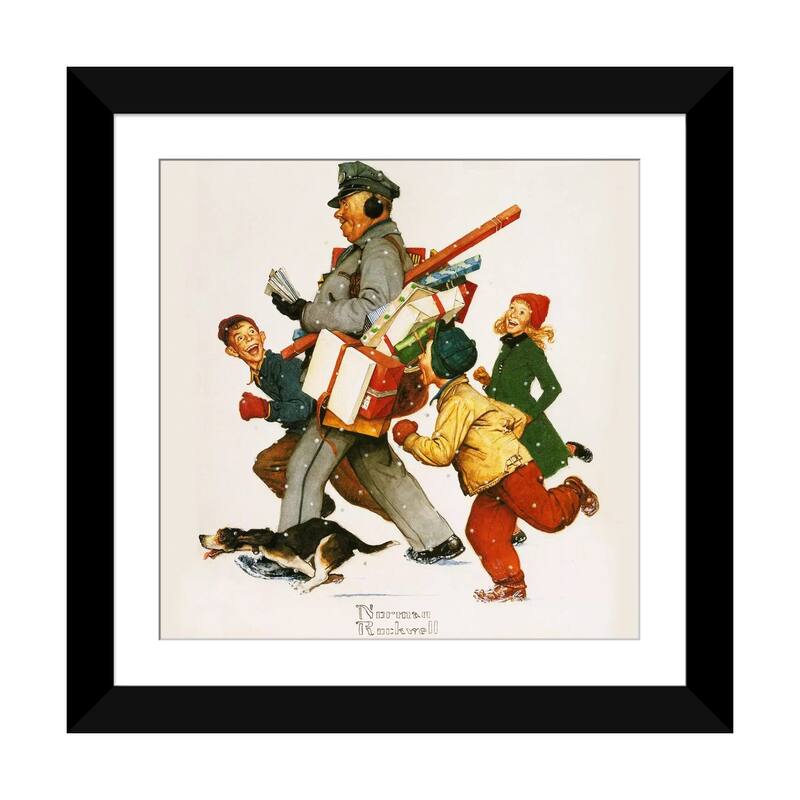 iCanvas "Jolly Postman" by Norman Rockwell - Black - 24x24x1