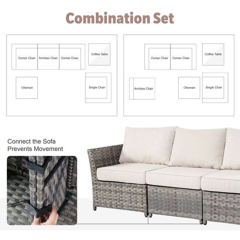 XIZZI 10-piece Outdoor Patio Furniture Conversation Set with Fire Pit