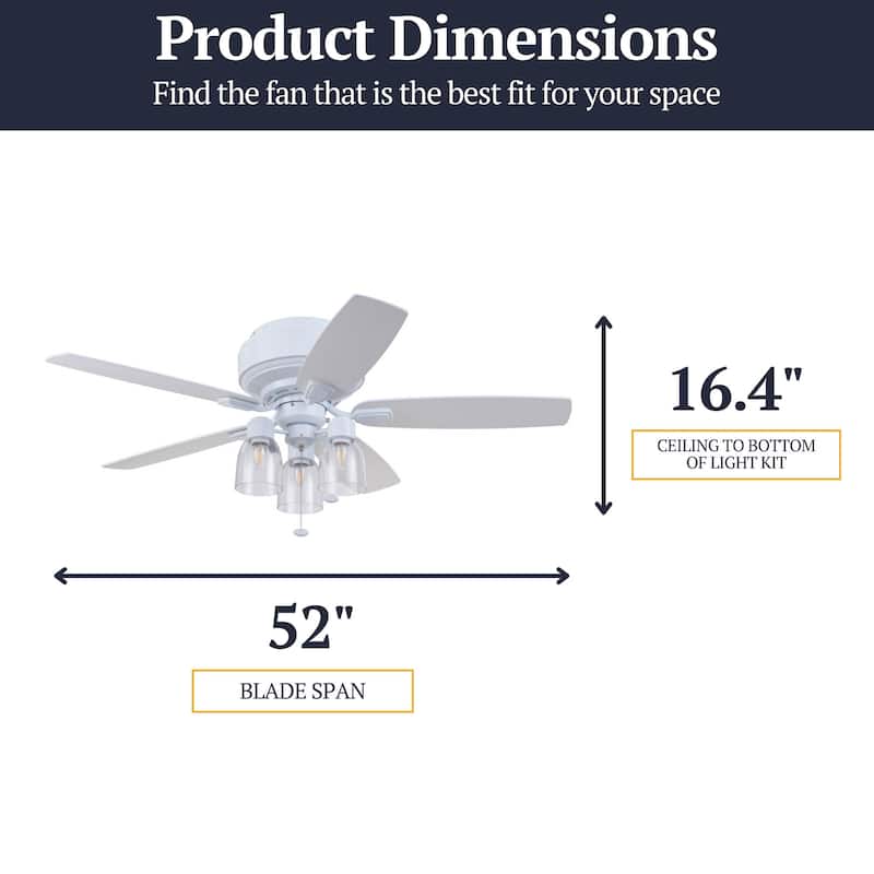 52" Prominence Home Magonia Indoor Traditional Farmhouse Ceiling Fan with Pull Chains, Dry-Rated