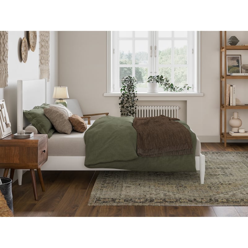 Solid Wood Low Profile Platform Bed - Full Size Bed Frame with Headboard - Modern Bedroom Furniture
