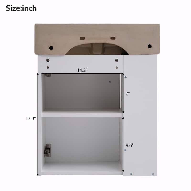 21.6-Inch Modern Floating Bathroom Vanity with Ceramic Basin