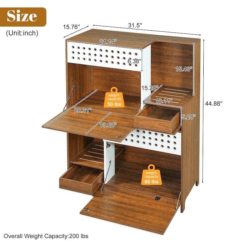 Anmytek 2-in-1 Cat Litter Box Enclosure Side Table House - Brown
