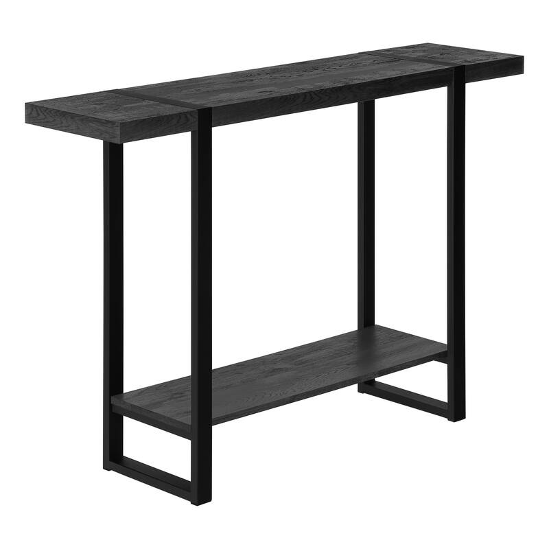 HomeRoots 47" Black Wood and Metal Distressed Sled Console Table With Shelf - 47.25' X '32' X '12