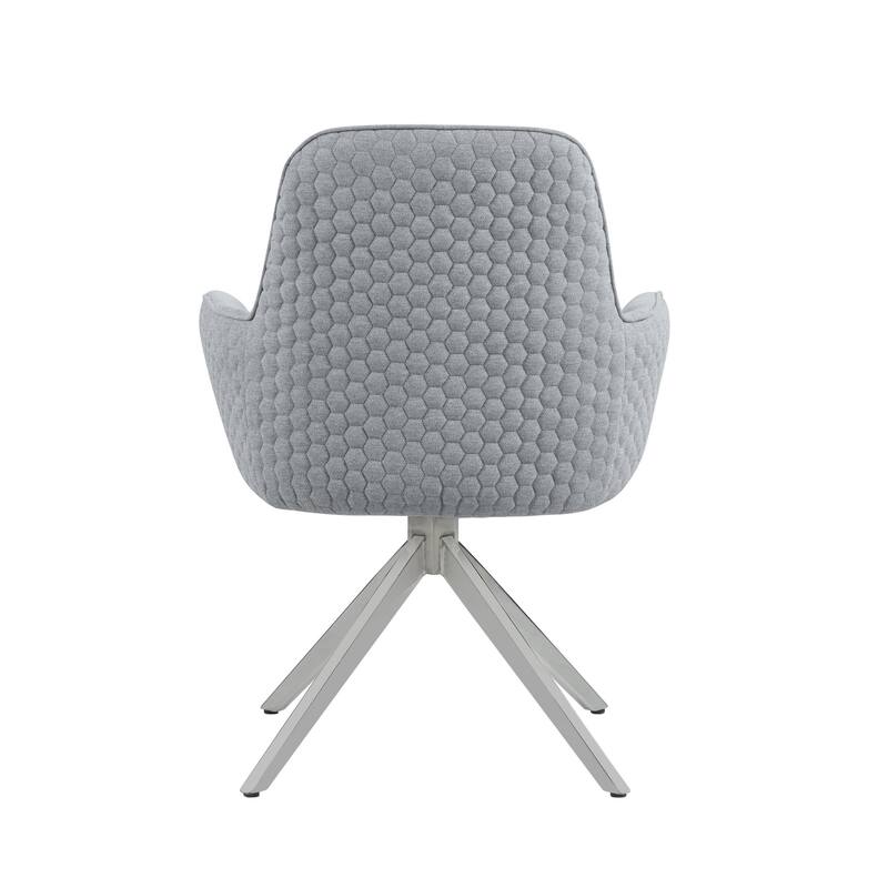 25 Inch Side Armchair, Honeycomb Tufted Design, Strong 5 Legged Chrome Base