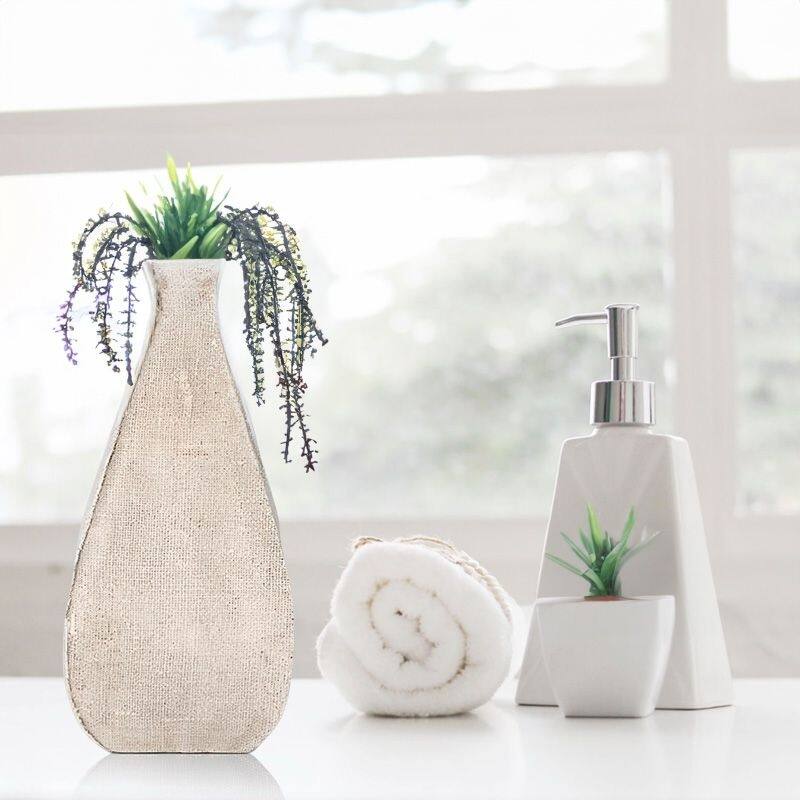 Triangle White Textured Polyresin Vase