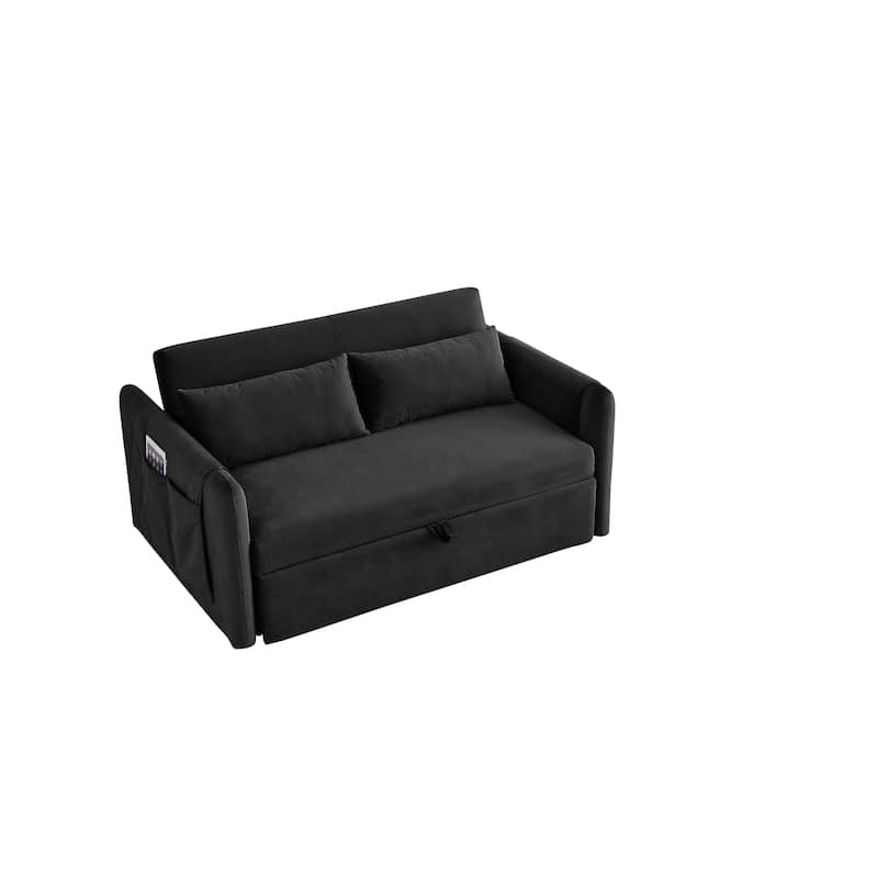 Velvet Loveseat Sofa Modern Convertible Sofa Bed with Adjustable
