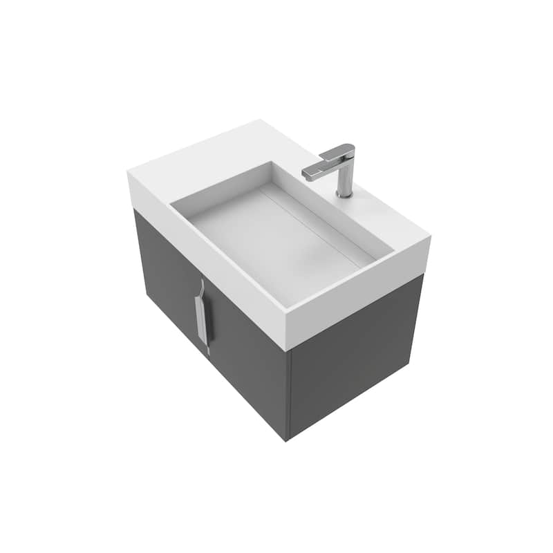 Amazon 30" Wall Mounted Bathroom Right Basin Vanity Set w/ White Top
