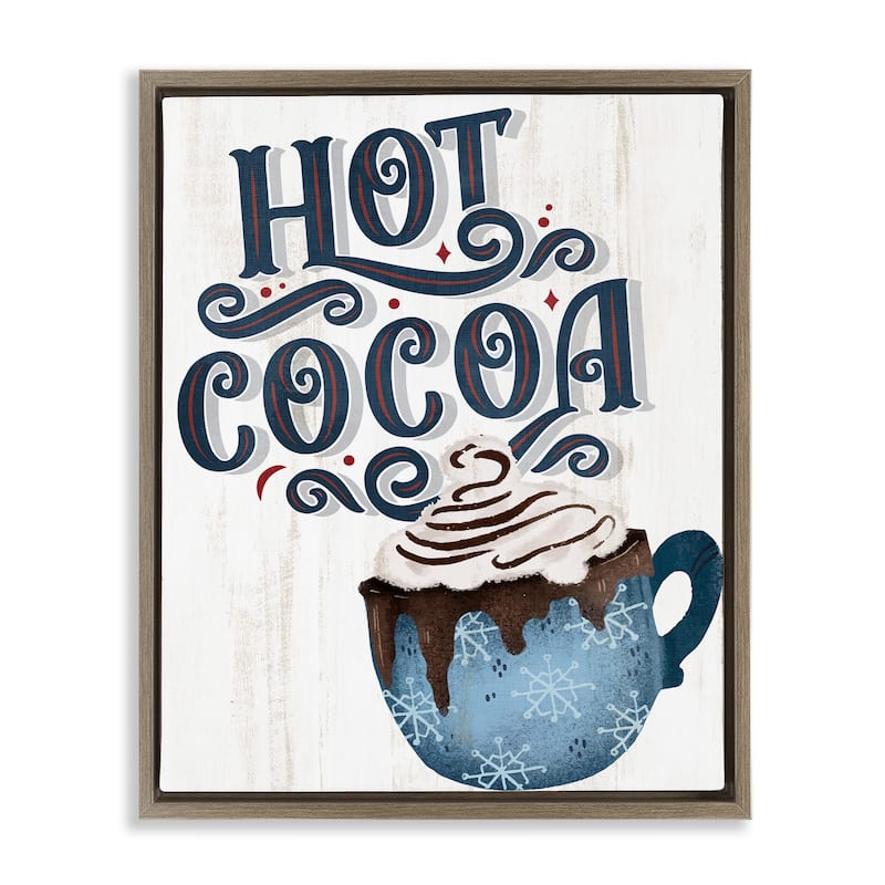 Stupell Warm Rustic Hot Cocoa Framed Floater Canvas Wall Art Design By Kim Allen - 25 x 31 - Brown