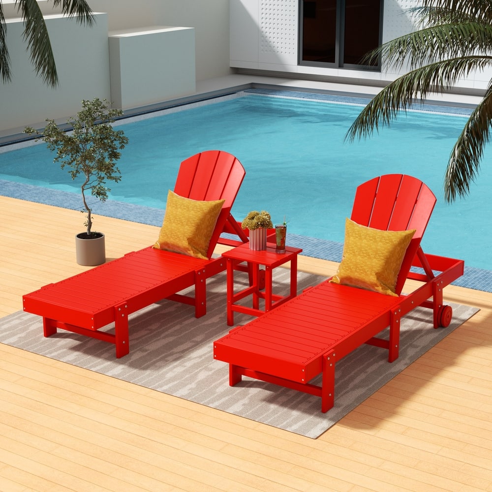 Laguna Hdpe All Weather Outdoor Patio Pool Reclining Armless Chaise Lounges (3-Piece Set)