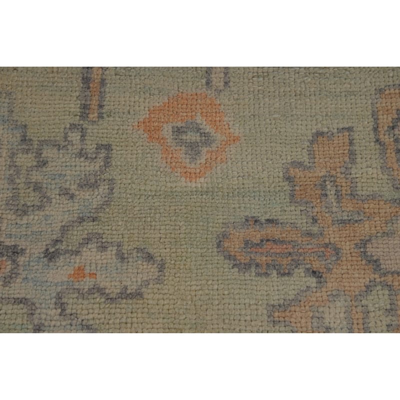 Hand Knotted Oriental 100% Wool Carpet Transitional All-Over Green Oushak Area Rug - 13' 9'' X 10' 4''