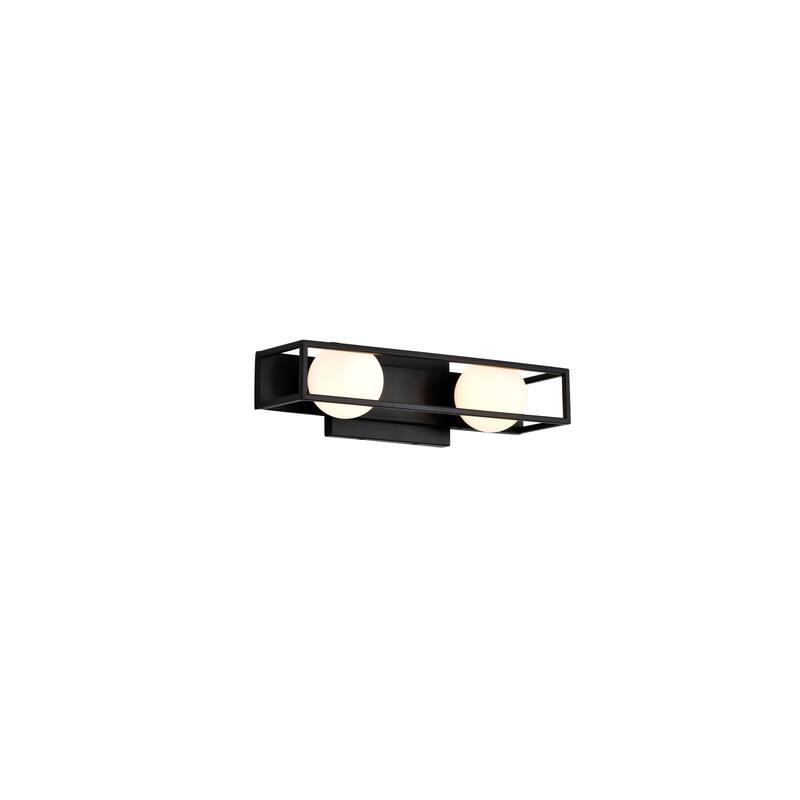 Jenkins 16 Inch 2 Light LED Vanity Matte Black with Frosted Glass