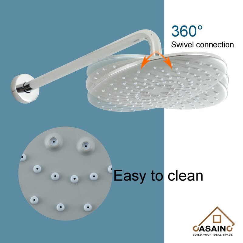 Single-Handle 1-Spray Pattern 10 in. with 1.8 GPM Wall Mount Square Shower Faucet - 9 inch