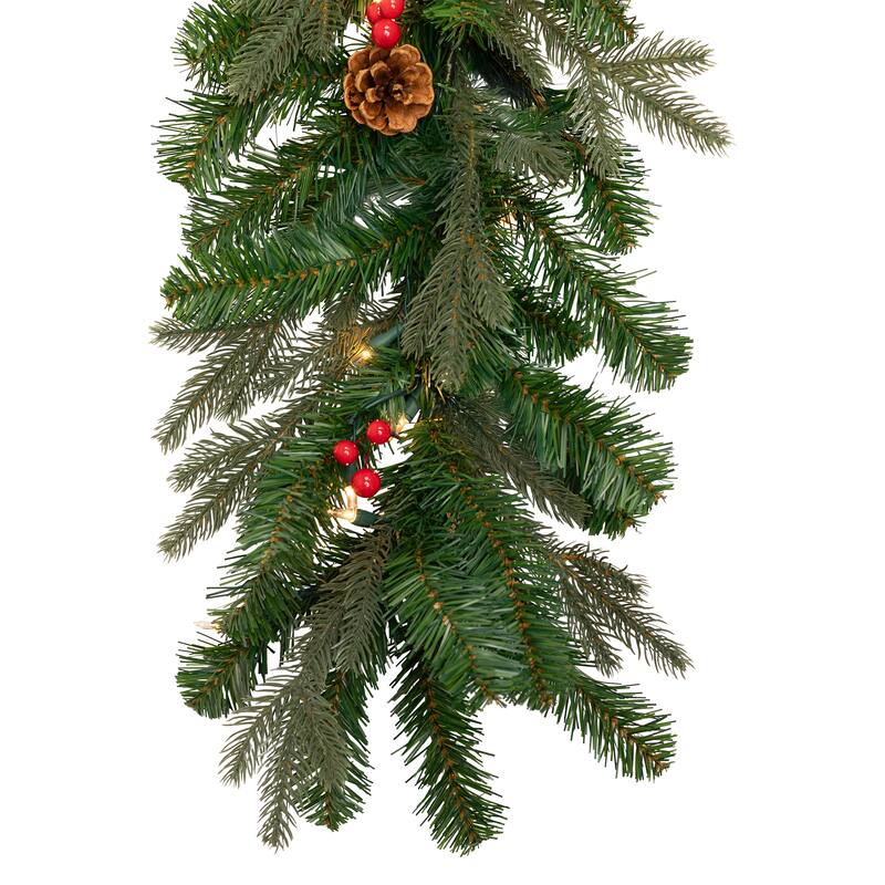 Real Touch™ Pre-Lit Mixed Noble Spruce Garland - 9' x 14" - Clear Lights