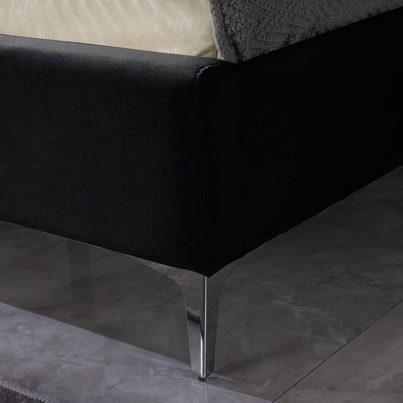 Morden Fort Queen-size Velvet Upholstered Platform Bed