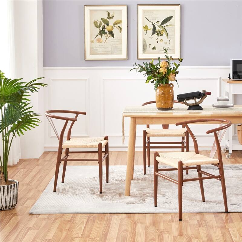 Yaheetech Modern Weave Y-Shaped Dining Chair with Solid Metal Frame
