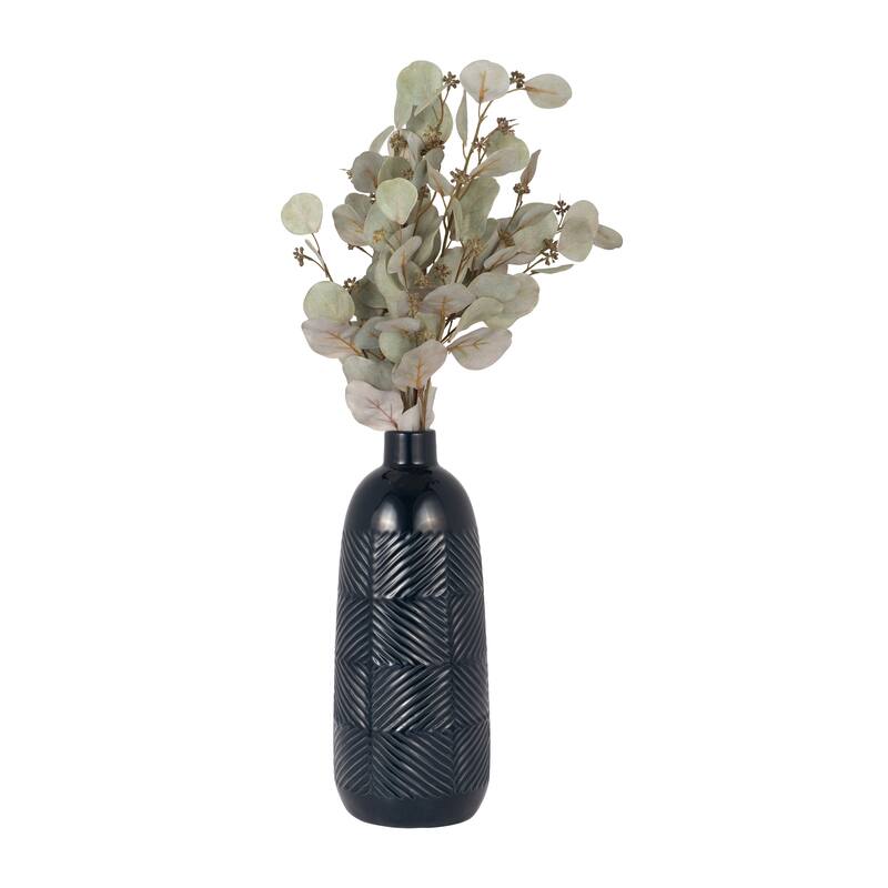 Sagebrook Home Ceramic Cylinder Textured Lines Vase