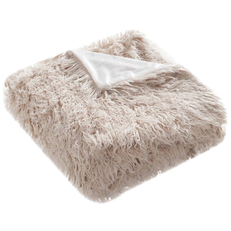 SAFAVIEH Farideh Faux Sheepskin Taupe 50 x 60-inch Throw Blanket