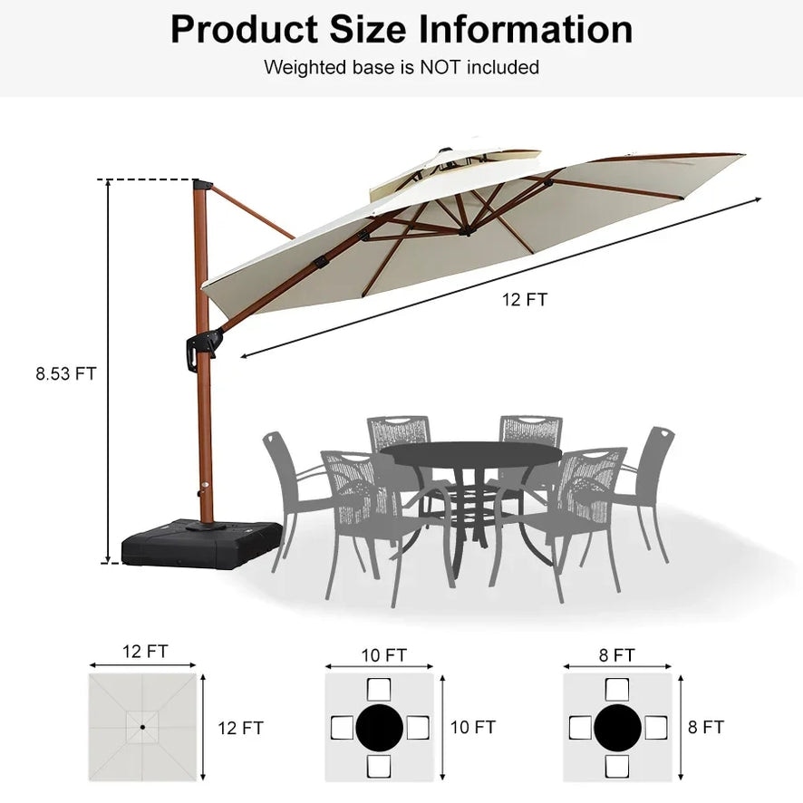 12 ft wood patio umbrella Domi 12ft Umbrella, Outdoor Large Round Cantilever Windproof Offset Umbrella Aluminum Frame for Garden Deck Pool Patio, Cream : Patio, Lawn & Garden Teak Octagon Umbrella Perfect for All TheLAShop 13 Ft Wood Market