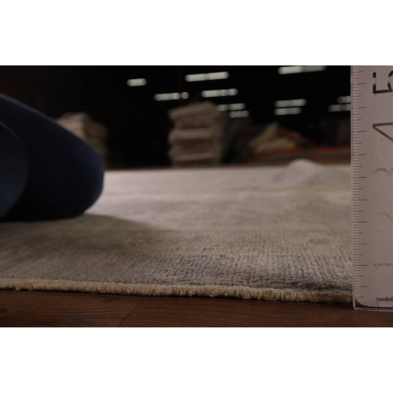 Gray Oushak Vegetable Dye Large Area Rug Handmade Wool Carpet - 10'4" x 13'10"