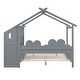 preview thumbnail 6 of 16, Full Size Platform Bed with Windmill, Flower Decor & Desk - Creative Design