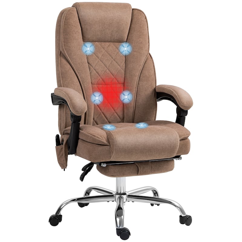 Comfy Executive Chair Reclining Desk Chair with Footrest, Heated Massage Chair Computer Task Chair for Study Room