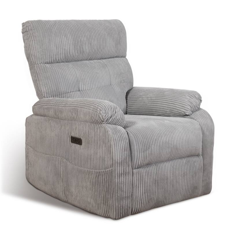 Electric Zero Gravity Recliner Chair with Charging Ports - Padded Reclining Chair with Side Pocket, Lumbar Support - Light Gray