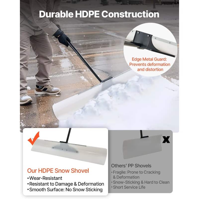 Plastic Snow Shovel with Widened Blade and Textured Anti-Slip Handle for Easy Snow Removal