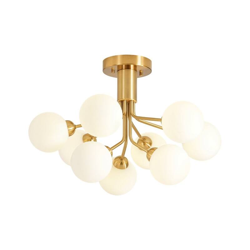 Modern Glam 9-Light Dual-tiered Sputnik Semi-flush Mount - 22.4 in