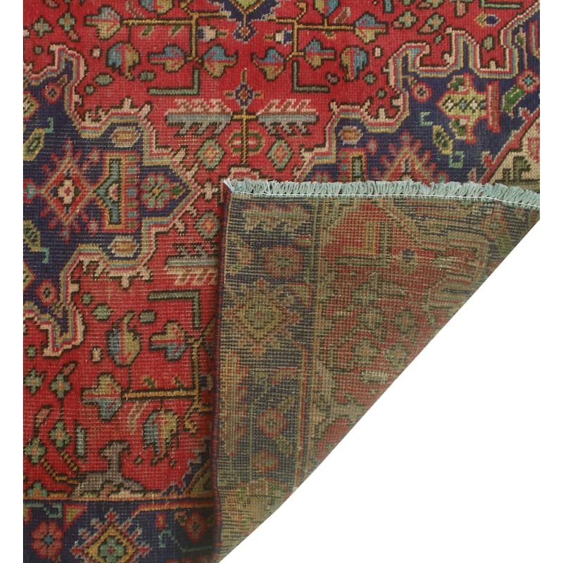 Fine Vintage Distressed Lauren Red/Navy Runner - 3'0" x 7'4"