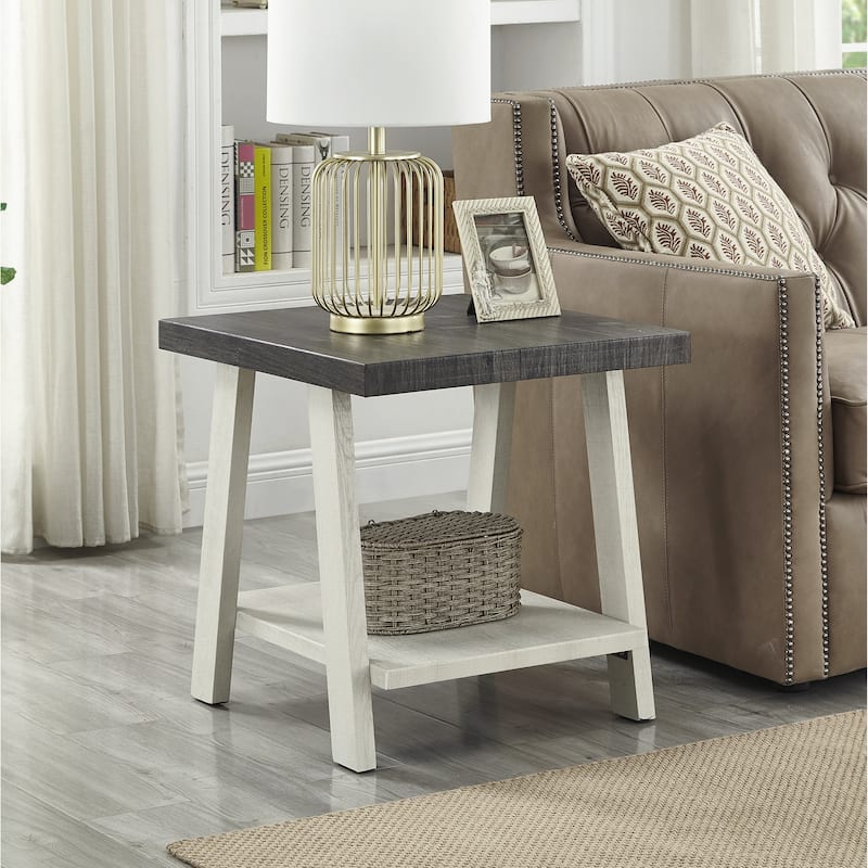 The Gray Barn Cedar Ridge Contemporary Replicated Wood Shelf End Table - Grey