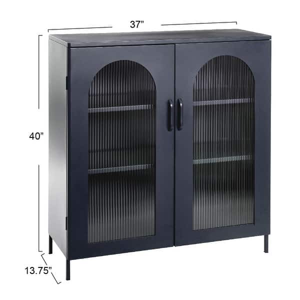 Metal Cabinet with 2 Arched Glass Doors - On Sale - Bed Bath & Beyond ...