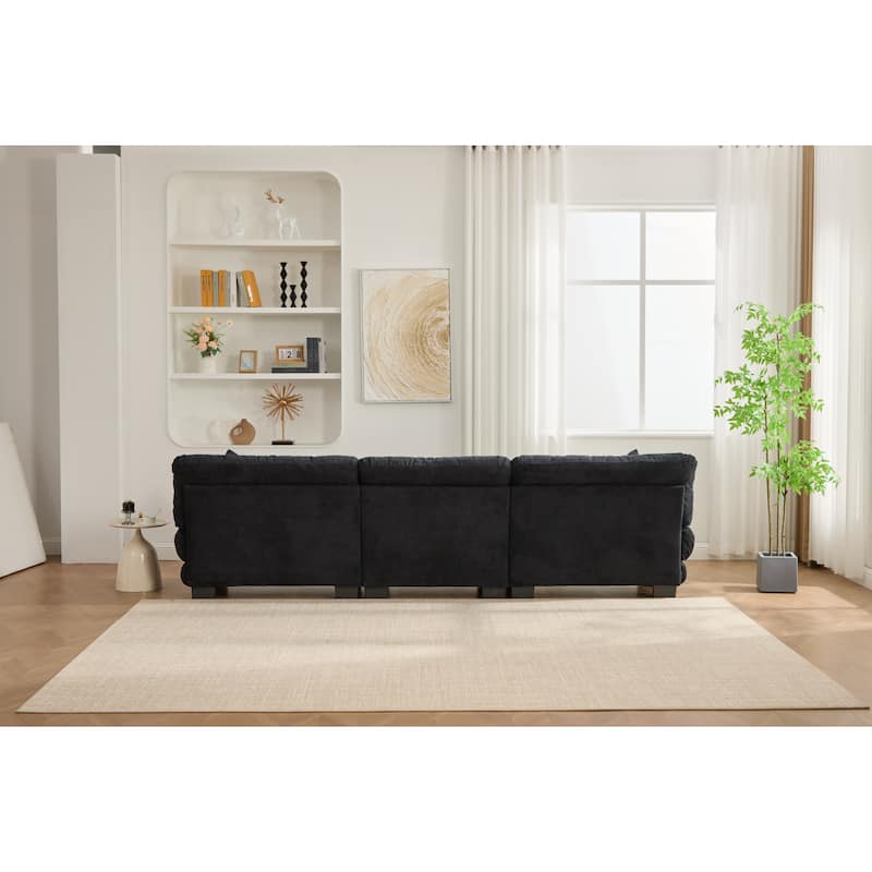 GDFStudio - Pelletized U Shape Cloud Couch with Bolster Armrest Pillows