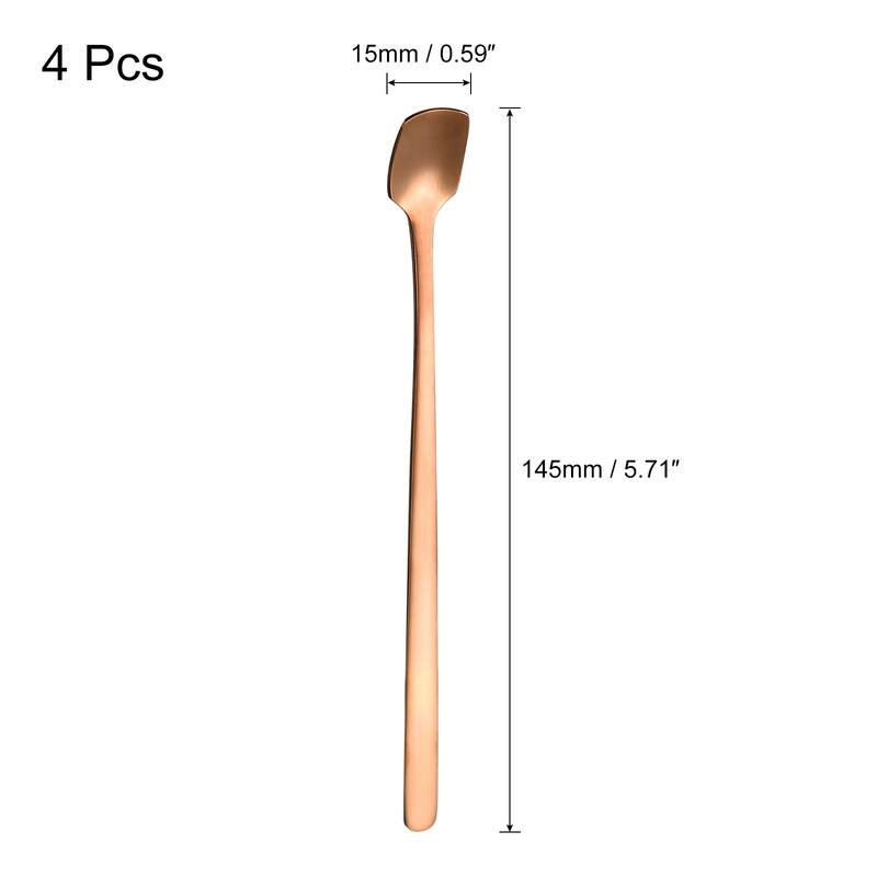 Stainless Steel Stirring Spoon, 4Pcs 6-Inch for Party Bar Restaurant - Rose Gold