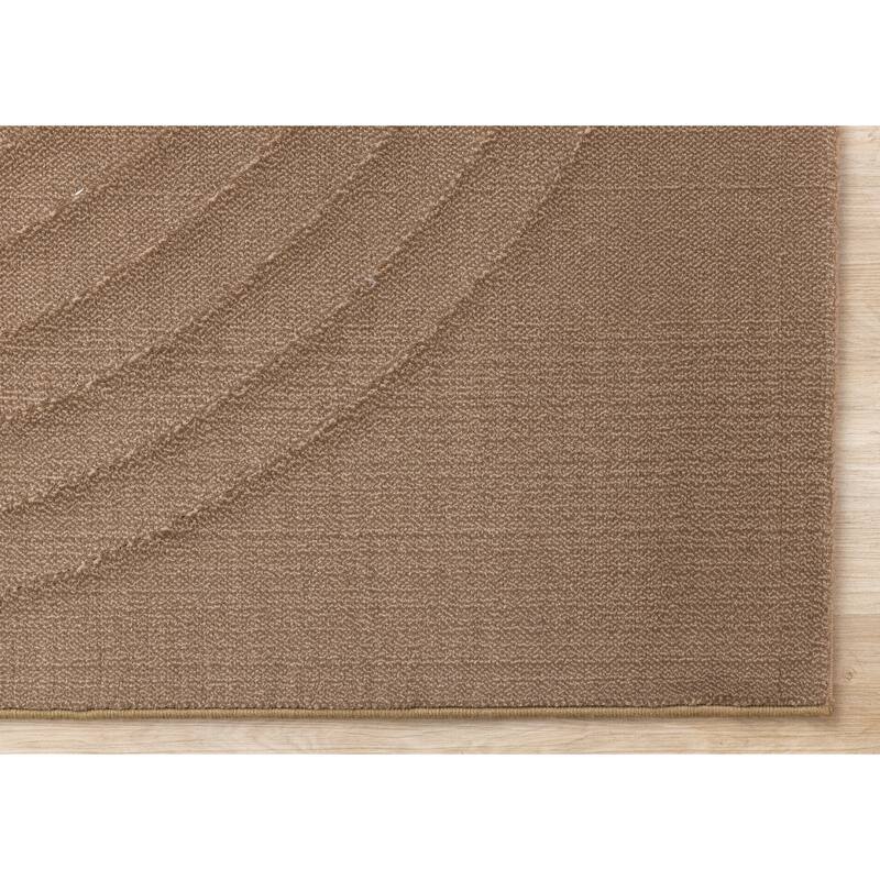 Elizabeth Collection - Brown Curves Textured Area Rug