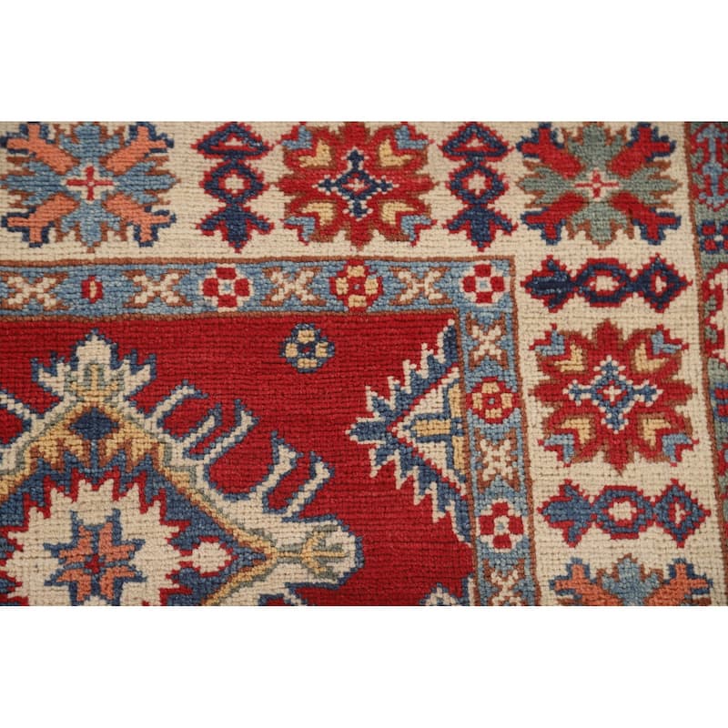 Red Kazak Runner Rug Handmade Wool Carpet - 2'8" x 7'10"