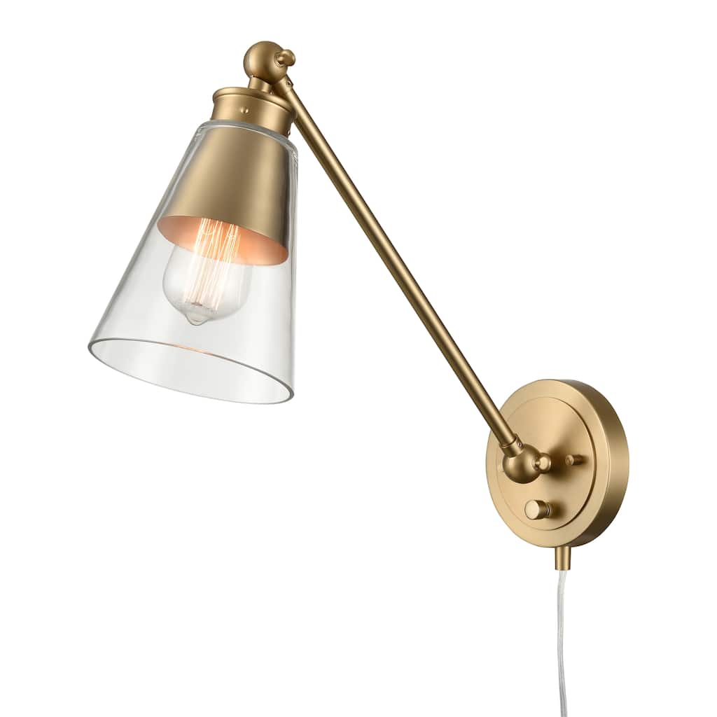 Elk Home Albany Brushed Gold With Clear Glass Shade Sconce