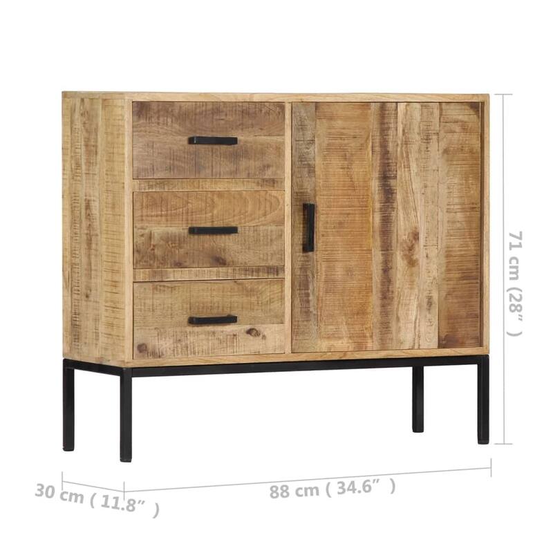 vidaXL Sideboard 34.6"x11.8"x28" Solid Mango Wood