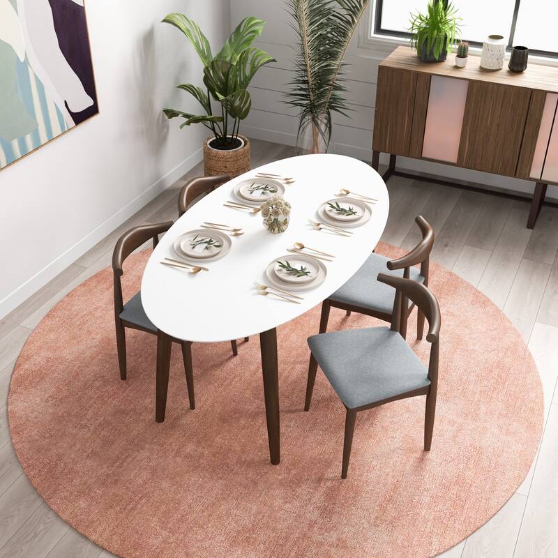Arsland Modern Solid Wood Oval Dining Table and Chair Set Dining Room Furniture Set