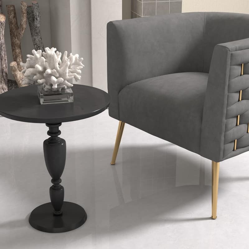 SEYNAR Mid-Century Modern Velvet Round Accent Chair for Living Room