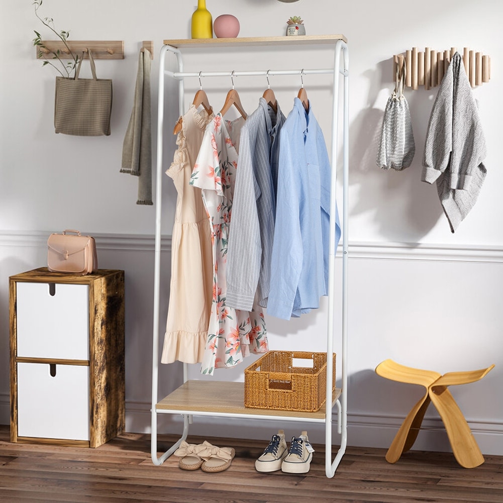 White Adjustable Double Rod Clothing Rack 3 Tier Clothes Rack Bed Bath Beyond 37879064