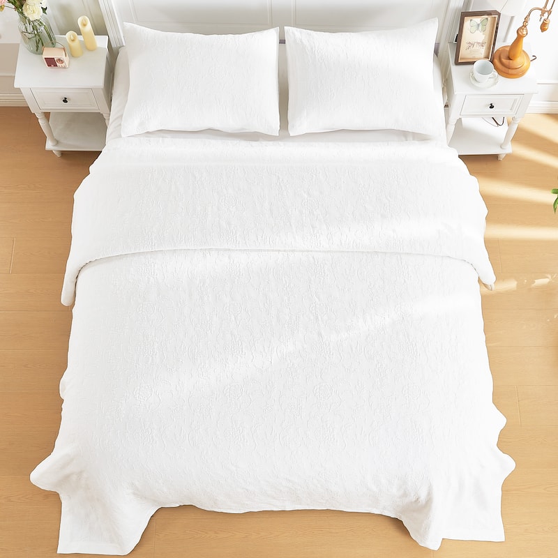 Royel Matelasse Embroidery Cotton Quilt & Coverlet Set - 2 Color