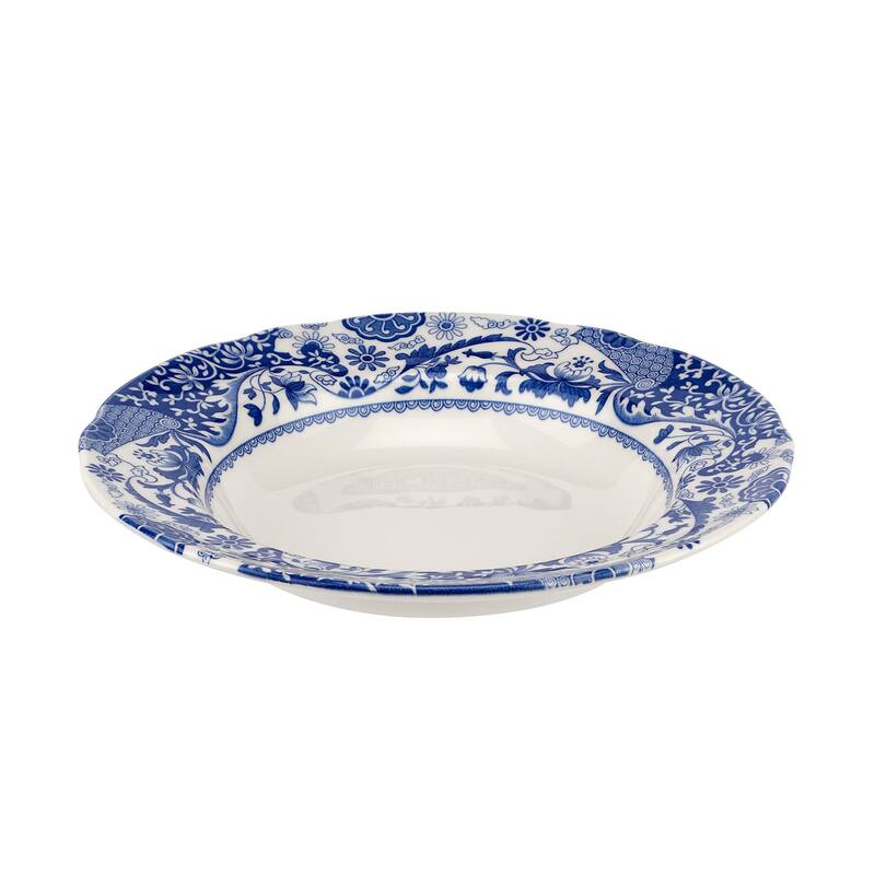 Spode Set of 4 Blue Italian Brocato Rimmed Plates