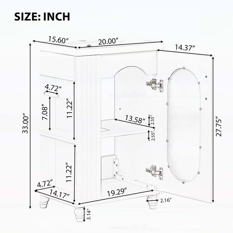 Bathroom Vanity Cabinet with Sink,with Two-tier Shelf,Adjustable Shelf