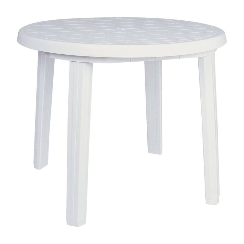 35.5" White Round Outdoor Patio Dining Table