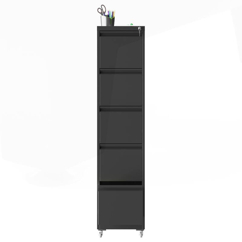 Versatile Lockable Metal File Cabinet with Mobility and Storage Capacity