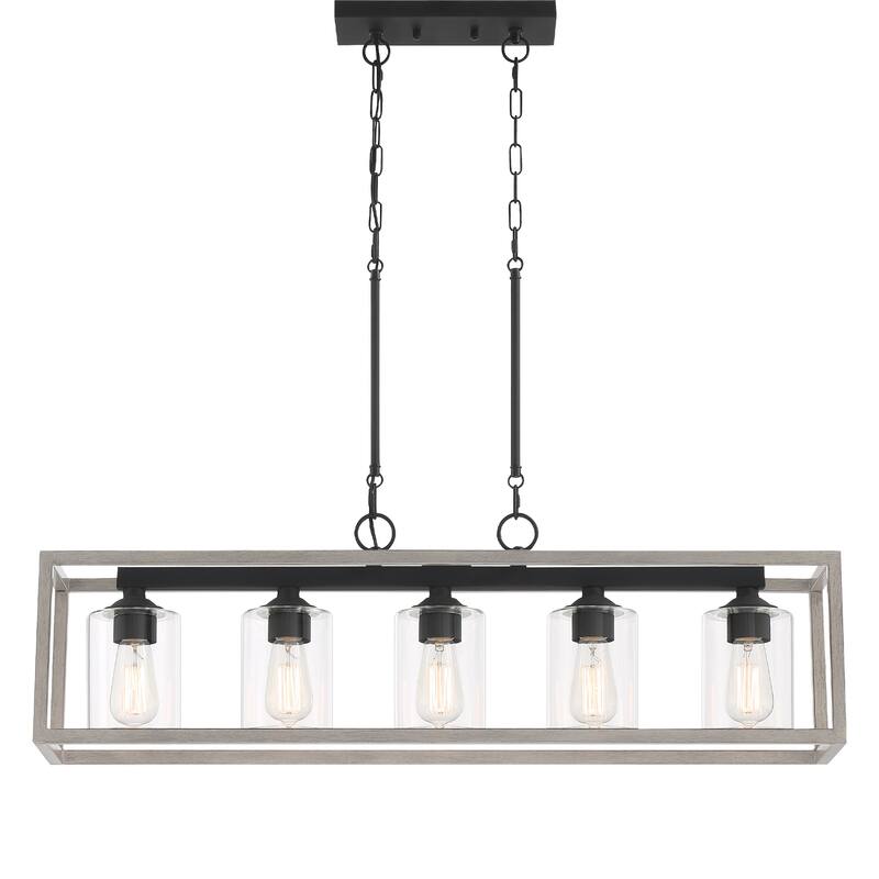 Farmhouse 5-light Rectangle Linear Chandelier - 8