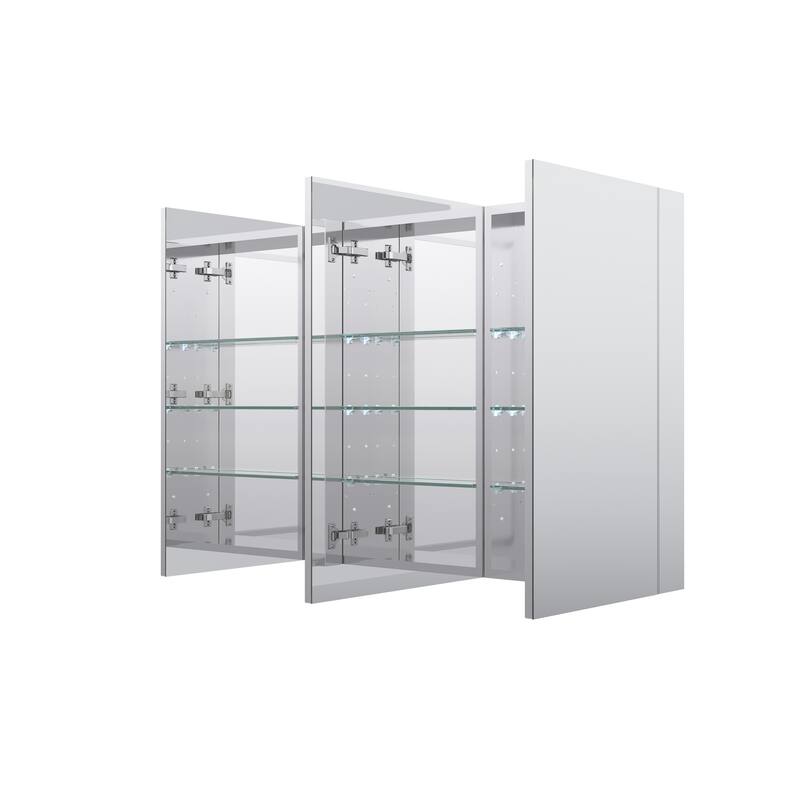 52''/56''W X 30''H Recessed Or Surface Wall Mount Bathroom Medicine Cabinet With Adjustable Glass Shelves